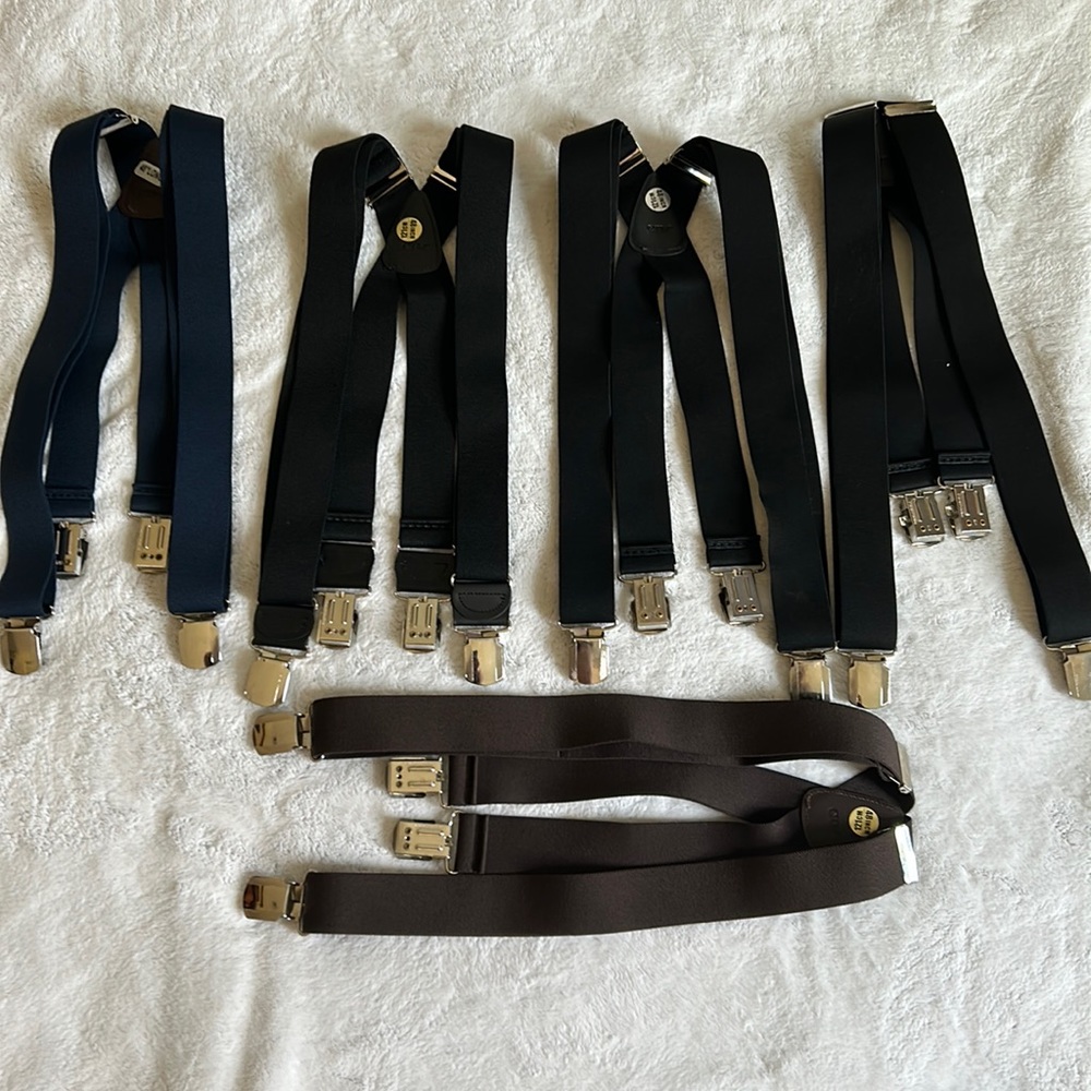 CTM® Men's Terry Casual Elastic with Anti Slip Pin Clip 1.5” SET OF 5